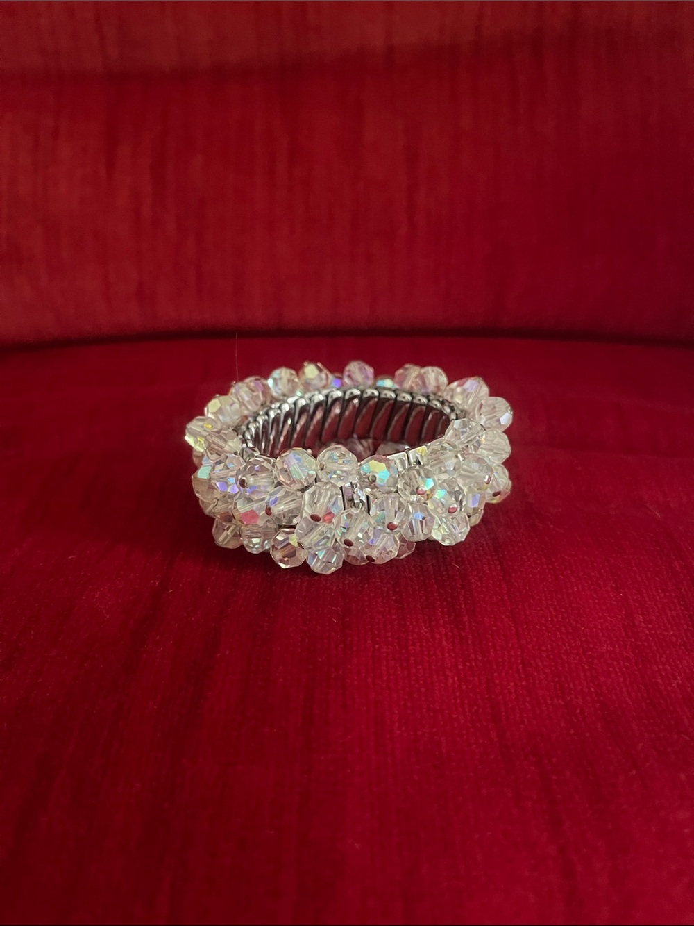 Crystal Bead Stretch Bracelet - Clear Sparkle. Vintage bought in Paris, France